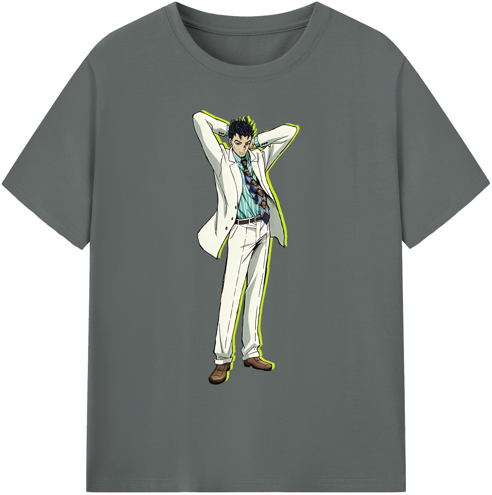 （画像用） ジョジョの奇妙な冒険 きら よしかげ JoJo's Bizarre Adventure Kira Yoshikage 綿100％ メンズ半袖Tシャツ｜肌触りやわらか＆通気性